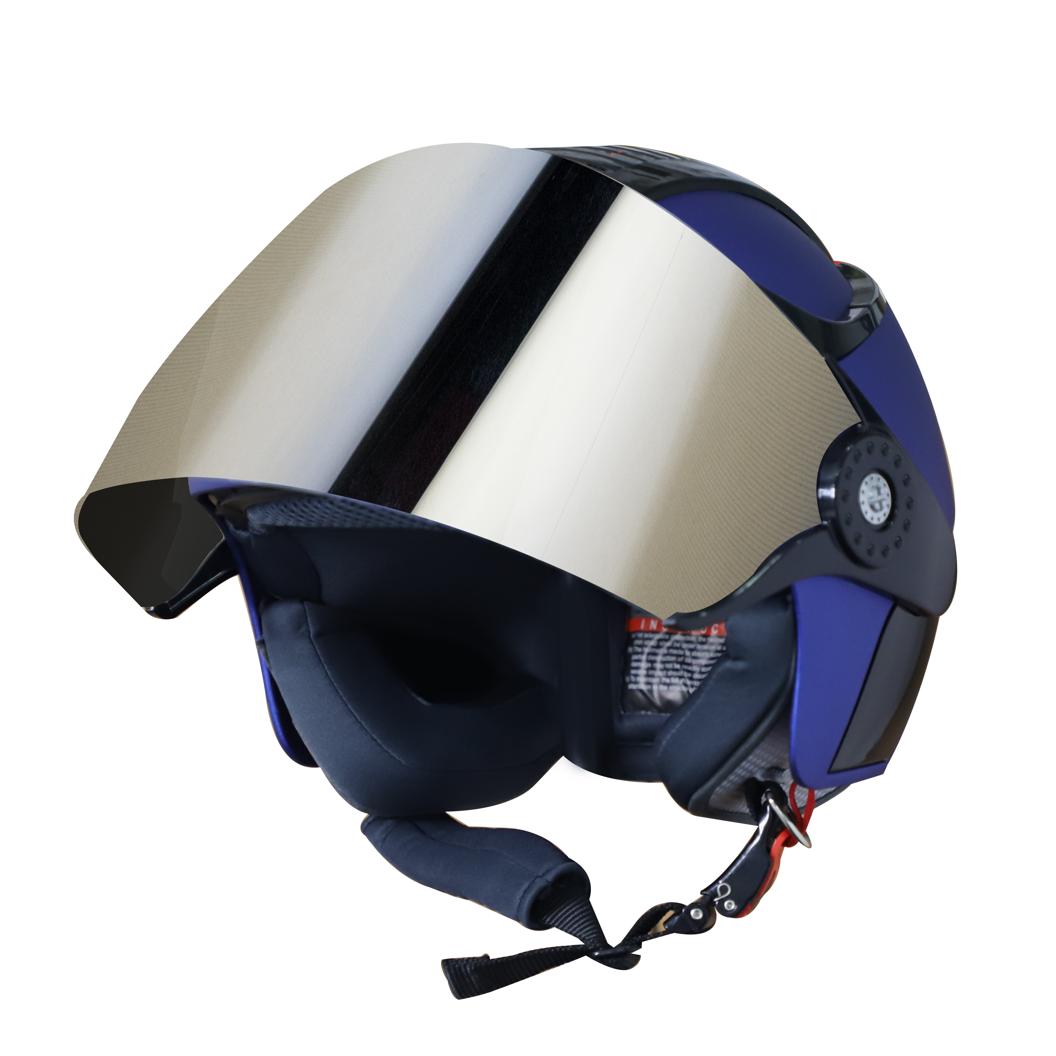 SB-29 AER MAT Y.BLUE WITH BLACK (FITTED WITH CLEAR VISOR WITH EXTRA CHROME SILVER VISOR FREE) 